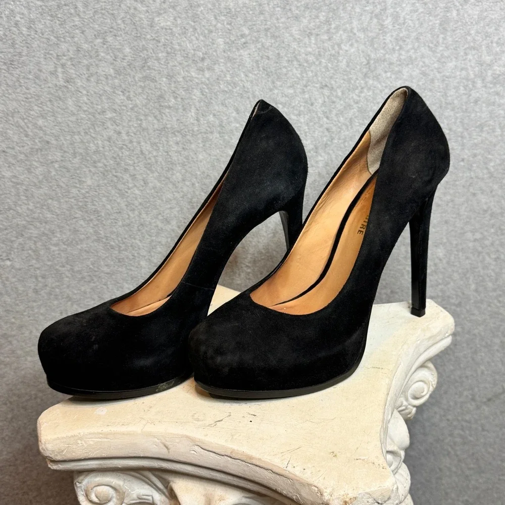 Pour La Victoire Suede Platform Stiletto Pumps  Black Suede‎ Heels 9.5